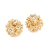 Brass Micro Pave Clear Cubic Zirconia Beads KK-A298-01G-2