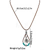 Bohemian Alloy Resin Floral Teardrop Pendant Waxed Leather Cord Necklaces for Women WG78C8D-01-5
