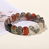 Natural Bloodstone Oval Bead Stretch Bracelets for Men Women PW-WG50701-11-1
