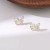 Brass Clear Cubic Zirconia Stud Earrings FS-WG5DAEB-01-1