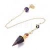 Resin Hexagonal Pointed Dowsing Pendulums(Brass Finding and Gemstone Inside) G-L521-A03-2