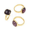 Natural Amethyst Finger Rings with Brass Findings G-H353-04G-04-5