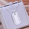 Simple Silver Color Plated Brass Rectangle Tag Pendant Necklaces For Men NJEW-BB12878-3