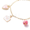 Word Love Heart Butterfly Alloy Enamel Charms Bracelet with Resin Beads BJEW-JB08677-5