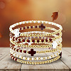 6Pcs Brass Round Beads Stretch Bracelets TI2646-1-2