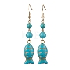 Ocean Series Synthetic Turquoise Dangle Earrings EJEW-JE05849-3