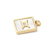 Brass Pave Natural White Shell Pendants KK-S522-09G-A-2
