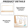 1 Set Golden Tone Iron Bar Dangle Earring Wooden Display Stands EDIS-FH0001-03-3