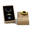 Kraft Paper Gift Boxes with Faux Sunflower Outside for Jewelry Set CON-Z011-01A-02-3