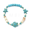 Natural Freshwater Shell & Howlite & Synthetic Turquoise & Opalite & Non-magnetic Hematite Beads Stretch Bracelets for Women BJEW-JB13810-02-3