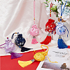 6Pcs 6 Colors Plum lossom & Dragon Pattern Brocade Bag Pendant Decorations HJEW-FH0001-52-4