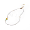 Glass Flower & Shell Pearl Beaded Dangle Earrings Bracelet Necklace SJEW-TA00006-9