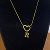 304 Stainless Steel Heart with Initial Pendant Necklaces for Women FS-WG4DC9E-18-1