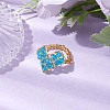 Heart Glass Seed Beads Stretch Rings for Women RJEW-MZ00028-04-2