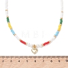 Valentine's Day 304 Stainless Steel Heart Pendant Glass Seed Beaded Necklaces for Women NJEW-MZ00146-03-3