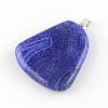 Teardrop Dyed Natural Crackle Agate Pendants with Silver Color Plated Iron Clasps G-R275-284-3