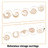 9 pairs 9 style Spiral Vortex & Lotus & Leaf & Sunflower Alloy Dangle Earrings for Women EJEW-AN0002-75-3