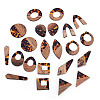 22Pcs 11 Styles Transparwnt Resin & Walnut Wood Pendants RESI-TA0005-75-3