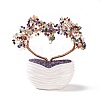 Natural Gemstone Heart Tree Ceramic Bonsai DJEW-G027-21RG-1