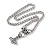 304 Stainless Steel Skull Wheat Chain Viking Mjolnir Thor Hammer Pendant Necklaces for Men NJEW-K278-02AS-2