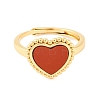 Heart Natural Gemstone Adjustable Rings RJEW-Q817-05G-3