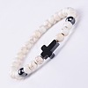 Synthetic Howlite & Synthetic Non-magnetic Hematite Beads Stretch Bracelets for Women Men BO6196-4-1