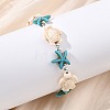 Adjustable Dyed Synthetic Turquoise & Non-magnetic Synthetic Hematite Beads Braided Beads Bracelets for Women Men BJEW-JB13778-02-1