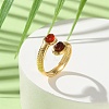 Oval Natural Red Agate & Amazonite & Rhodochrosite & Black Onyx & African Turquoise & Lapis Lazuli Finger Rings RJEW-Q004-04G-2