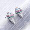 Brass Micro Pave Cubic Zirconia Stud Earrings EJEW-Q015-16P-1