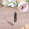 1Pc Natural Black Agate Bullet Macrame Pouch Pendant Alloy Chain Necklaces NJEW-PA0001-01E-3