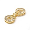 Rack Plating Brass Pave Clear Cubic Zirconia Fold Over Clasps KK-G458-05G-3