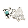 Synthetic Turquoise & Alloy Pendants PALLOY-H146-01AS-V-2