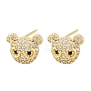 Brass Micro Pave Clear Cubic Zirconia Stud Earrings EJEW-F400-26B-G-4