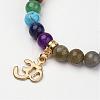 Labradorite Beaded Stretch Bracelets BJEW-P065-A-03-2