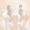 Snake Brass Micro Pave Cubic Zirconia Stud Earrings EJEW-K249-13P-3