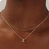 Brass Double Layer Small Letter Pendant Necklaces for Women WG025FC-23-1