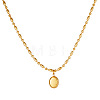 304 Stainless Steel Polished Oval Pendant Necklaces for Women WGCA7B3-01-2