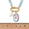 304 Stainless Steel Pendant Dyed Glass Rondelle Beaded Necklaces for Women NJEW-JN06540-03-4