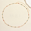 Stainless Steel Enamel Colorful Rondelle Popcorn Chain Long Necklaces for Women OU3594-1