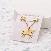 201 Stainless Steel Pendant Necklaces & Stud Earrings Sets FS-WG852B2-08-1