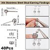 40Pcs 304 Stainless Steel Ball Post Stud Earring Findings STAS-SC0005-26-2