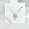 304 Stainless Steel Pave Pink and Clear Cubic Zirconia Pendant Necklaces FS-WGACF2A-01-1