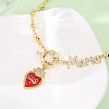 Mother's Day Brass Micro Pave Clear Cubic Zirconia Enamel Red Sacred Heart Mama Pendant Necklaces for Women NJEW-A071-12D-G-3