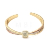 Brass Micro Pave Clear Cubic Zirconia Flat Round Open Cuff Bangles for Women BJEW-M312-13-2