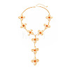 Iron Resin Flower Pendant Y Necklaces for Women WG2F8AB-01-3