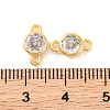 Brass Pave Clear Cubic Zirconia Flat Round Links Connector Charms KK-U024-03G-3