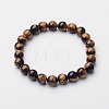 Natural Tiger Eye Round Beaded Stretch Bracelets BJEW-F203-04-6