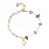 Natural Amethyst Chip Bead & Brass Paperclip Chains Bracelets BJEW-JB12715-01-2