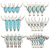 24Pcs 6 Styles Bohemian Synthetic Turquoise Cattle Pendants FIND-SZ0019-83-1