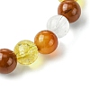 Synthetic Citrine & Natural Carnelian & Red Jasper & Natural Quartz Crystal Round Beaded Stretch Bracelets BJEW-JB10910-01-4